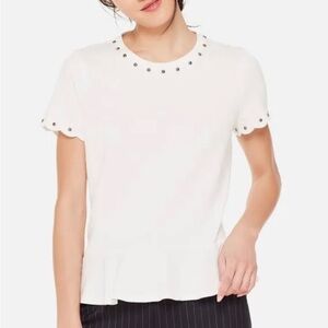Kate Spade Ruffle T Shirt with Studs - M